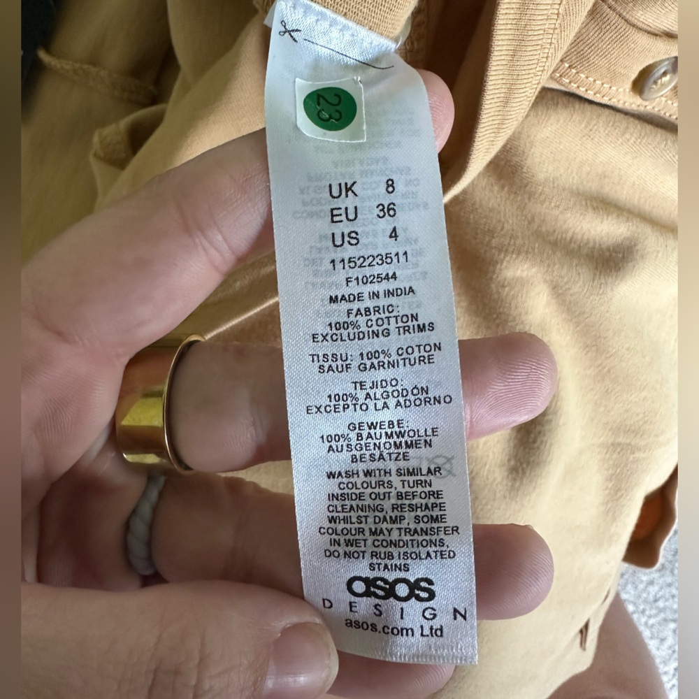 ASOS Tan Button-Front Jumpsuit - Picture 4 of 4
